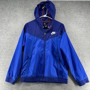 Nike Sportswear Windrunner Hooded Jacket Women Size XL Blue Full Zip